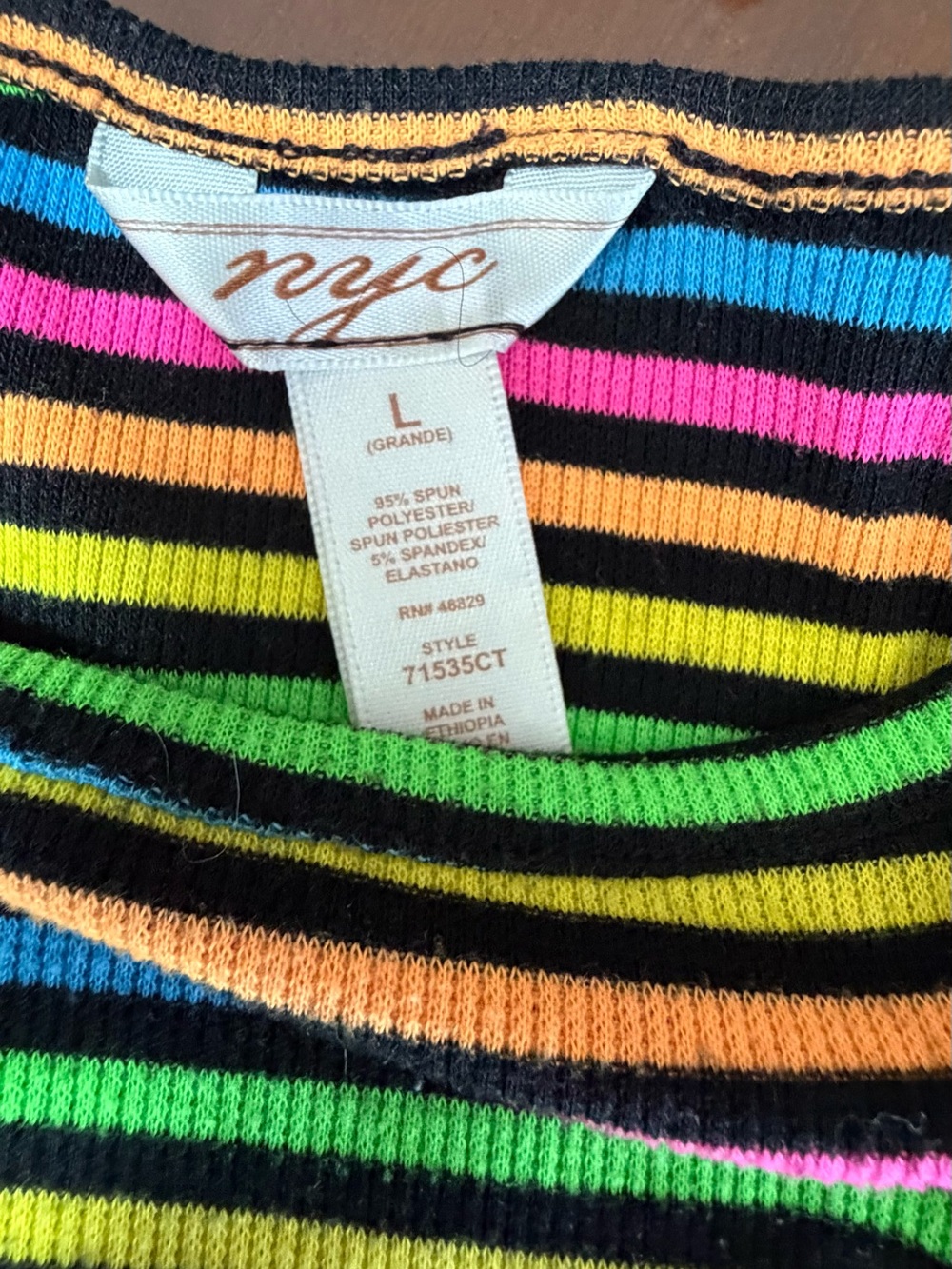 NYC Multicolor Neon Striped Spaghetti Strap Mini Dress - Picture 6 of 6